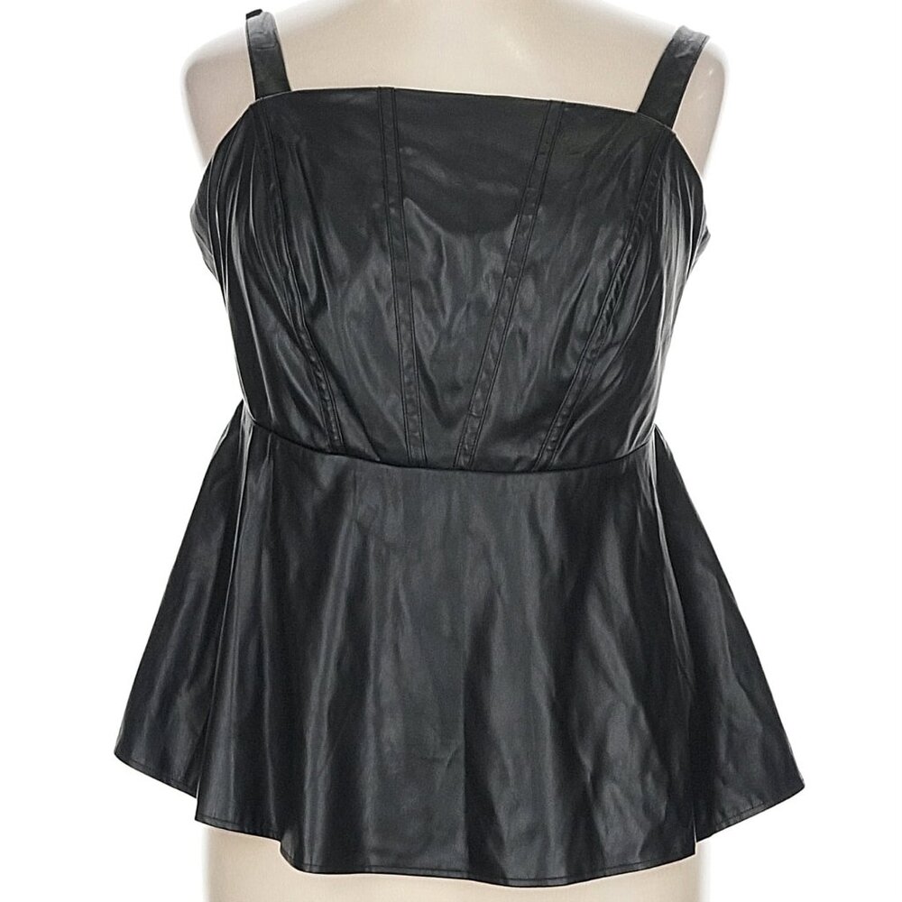 torrid Faux Leather Pleather Peplum Sleeveless Tank Top goth punk